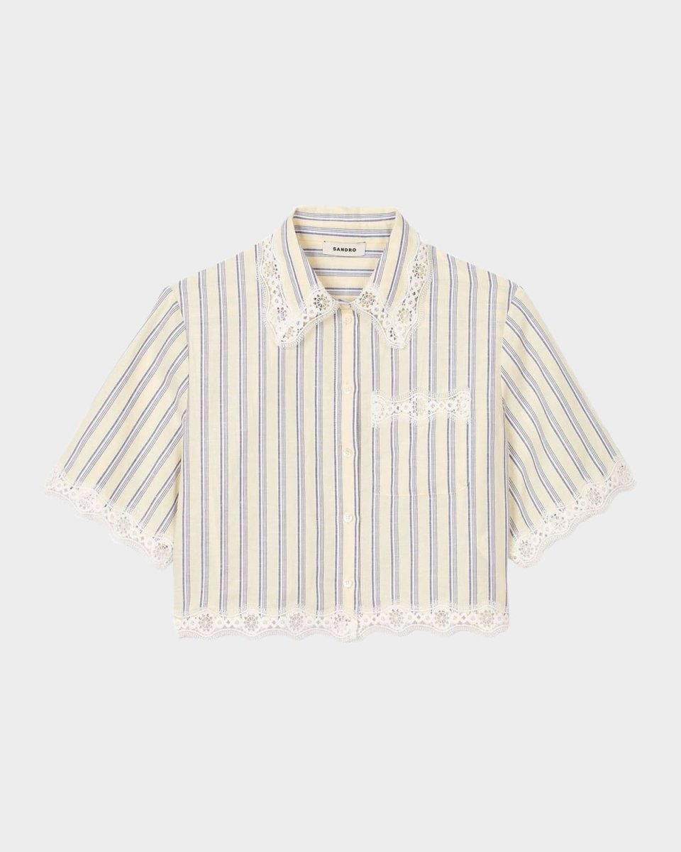 Roselle Striped Lace-Trim Shirt